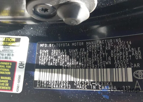 2015 Toyota Corolla S Plus из США, поврежденный, VIN 2T1BURHE5FC282751